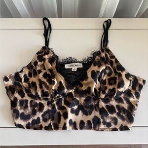 Cotton Candy Leopard Print Bralette with Black Lace